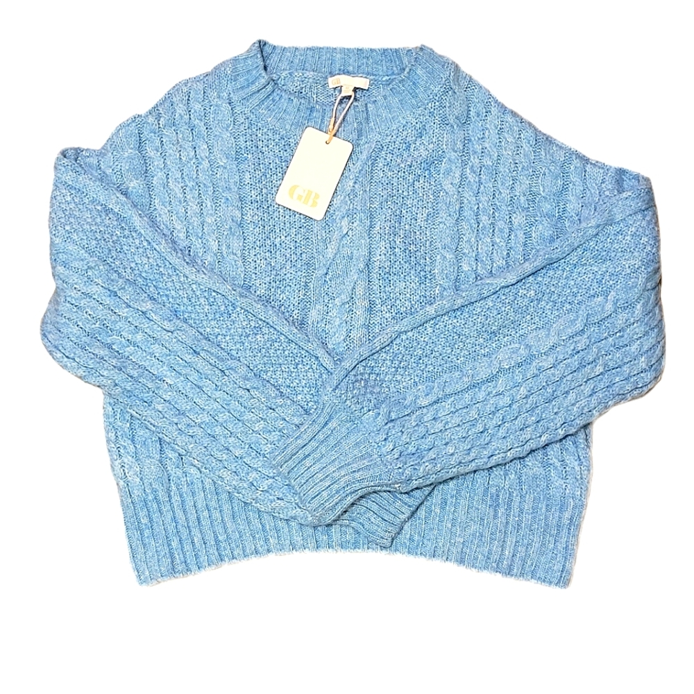Baby blue cable knit sweater